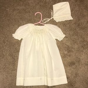 Smocked dress and bonnet